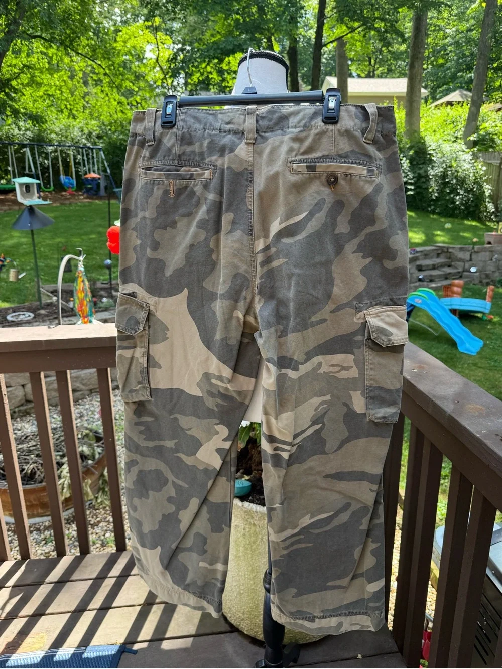 J. Crew Men's Brown Green Desert Camo Cargo Pants Loose Size 35 X 30